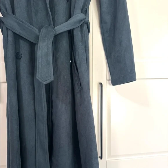 Like New, sᴀᴅɪᴇ & sᴀɢᴇ, Women's Microsuede Trench Coat I Dark Green, sᴍᴀʟʟ